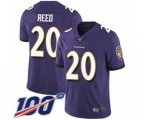 Baltimore Ravens #20 Ed Reed Purple Team Color Vapor Untouchable Limited Player 100th Season Football Jersey