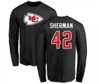 Kansas City Chiefs #42 Anthony Sherman Black Name & Number Logo Long Sleeve T-Shirt