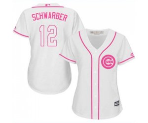 Women\'s Chicago Cubs #12 Kyle Schwarber Authentic White Fashion Baseball Jersey
