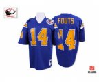 Los Angeles Chargers #14 Dan Fouts Authentic Electric Blue With 50TH Patch Throwback Football Jersey