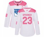 Women Adidas New York Rangers #23 Ryan Spooner Authentic White Pink Fashion NHL Jersey