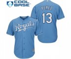 Kansas City Royals #13 Salvador Perez Replica Light Blue Alternate 1 Cool Base Baseball Jersey