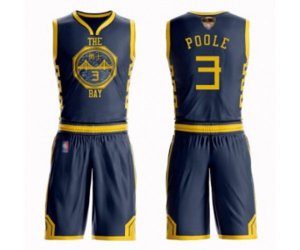 Golden State Warriors #3 Jordan Poole Swingman Navy Blue Basketball Suit Jersey - City Edition