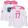 Women Vancouver Canucks #17 Nic Dowd Authentic White Pink Fashion NHL Jersey