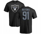 Oakland Raiders #91 Benson Mayowa Black Name & Number Logo T-Shirt