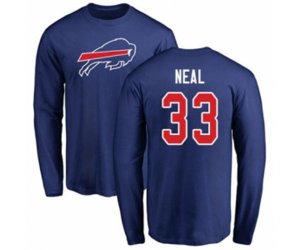 Buffalo Bills #33 Siran Neal Royal Blue Name & Number Logo Long Sleeve T-Shirt