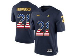 2016 US Flag Fashion-2016 Men\'s Jordan Brand Michigan Wolverines Desmond Howard #21 College Football Limited Jersey - Navy Blue