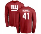 New York Giants #41 Antoine Bethea Red Name & Number Logo Long Sleeve T-Shirt