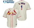 St. Louis Cardinals #1 Ozzie Smith Authentic Cream USA Flag Fashion Baseball Jersey