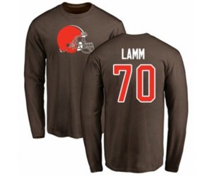 Cleveland Browns #70 Kendall Lamm Brown Name & Number Logo Long Sleeve T-Shirt