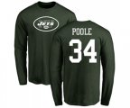 New York Jets #34 Brian Poole Green Name & Number Logo Long Sleeve T-Shirt