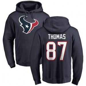 Houston Texans #87 Demaryius Thomas Navy Blue Name & Number Logo Pullover Hoodie