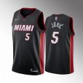 Miami Heat #5 Nikola Jovic 2022 Black Icon Edition 75th Anniversary Stitched Basketball Jersey