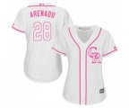 Women's Colorado Rockies #28 Nolan Arenado Authentic White Fashion Cool Base Baseball Jersey