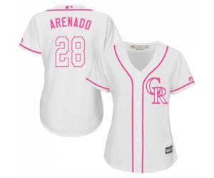 Women\'s Colorado Rockies #28 Nolan Arenado Authentic White Fashion Cool Base Baseball Jersey