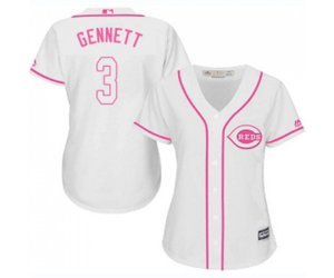 Women\'s Cincinnati Reds #3 Scooter Gennett Replica White Fashion Cool Base Baseball Jersey