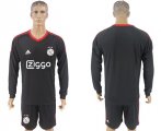 2017-18 Ajax Black Long Sleeve Goalkeeper Soccer Jersey
