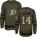 Anaheim Ducks #14 Jacob Larsson Authentic Green Salute to Service NHL Jersey