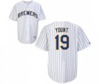 Milwaukee Brewers #19 Robin Yount Authentic White (blue strip) Baseball Jersey