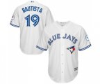 Toronto Blue Jays #19 Jose Bautista Replica White Home 40th Anniversary Patch Baseball Jersey