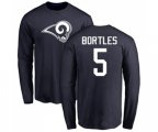 Los Angeles Rams #5 Blake Bortles Navy Blue Name & Number Logo Long Sleeve T-Shirt