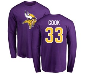Minnesota Vikings #33 Dalvin Cook Purple Name & Number Logo Long Sleeve T-Shirt