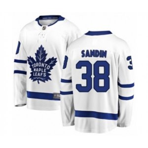 Toronto Maple Leafs #38 Rasmus Sandin Authentic White Away Fanatics Branded Breakaway Hockey Jersey