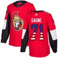 Ottawa Senators #71 Gabriel Gagne Authentic Red USA Flag Fashion NHL Jersey