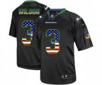 Seattle Seahawks #3 Russell Wilson Elite Black USA Flag Fashion Football Jersey
