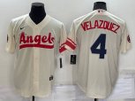 Los Angeles Angels #4 Andrew Velazquez Cream 2022 City Connect Cool Base Stitched Jersey