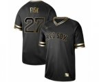 Boston Red Sox #27 Carlton Fisk Authentic Black Gold Fashion Baseball Jersey