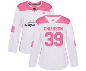 Women Washington Capitals #39 Alex Chiasson Authentic White Pink Fashion NHL Jersey