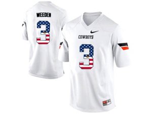 2016 US Flag Fashion Men\'s Oklahoma State Cowboys Brandon Weeden #3 Pro Combat College Football Jersey - White
