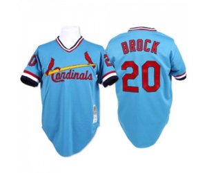 St. Louis Cardinals #20 Lou Brock Replica Blue Throwback Baseball Jersey