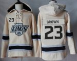 Los Angeles Kings #23 Dustin Brown Cream Sawyer Hooded Sweatshirt Stitched NHL Jersey