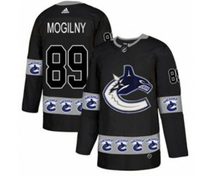 Vancouver Canucks #89 Alexander Mogilny Authentic Black Team Logo Fashion NHL Jersey
