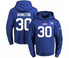 New York Giants #30 Antonio Hamilton Royal Blue Name & Number Pullover Hoodie
