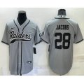 Las Vegas Raiders #28 Josh Jacobs Grey Stitched MLB Cool Base Nike Baseball Jersey