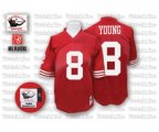 San Francisco 49ers #8 Steve Young Authentic Red Team Color Throwback Football Jersey