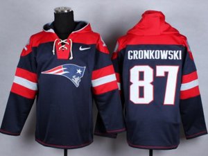 New England Patriots #87 Rob Gronkowski blue jersey(pullover hooded sweatshirt)