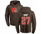 Cleveland Browns #27 Kareem Hunt Brown Name & Number Logo Pullover Hoodie