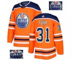 Edmonton Oilers #31 Grant Fuhr Authentic Orange Fashion Gold NHL Jersey