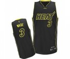 Miami Heat #3 Dwyane Wade Authentic Black Electricity Fashion Basketball Jersey