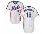 New York Mets #18 Darryl Strawberry White Royal Flexbase Authentic Collection MLB Jersey