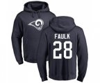 Los Angeles Rams #28 Marshall Faulk Navy Blue Name & Number Logo Pullover Hoodie