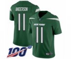 New York Jets #11 Robby Anderson Green Team Color Vapor Untouchable Limited Player 100th Season Football Jersey
