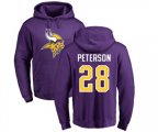 Minnesota Vikings #28 Adrian Peterson Purple Name & Number Logo Pullover Hoodie