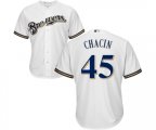 Milwaukee Brewers #45 Jhoulys Chacin Replica White Home Cool Base Baseball Jersey
