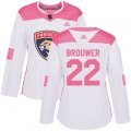 Women's Florida Panthers #22 Troy Brouwer Authentic White Pink Fashion NHL Jersey