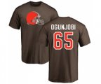 Cleveland Browns #65 Larry Ogunjobi Brown Name & Number Logo T-Shirt